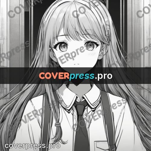 Anime line art: girl in school uniform