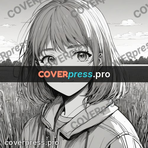 Anime line art: girl in a hood