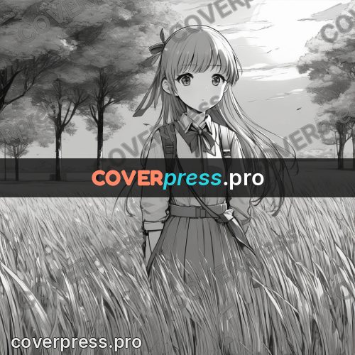 Anime line art: girl with a shoulder bag
