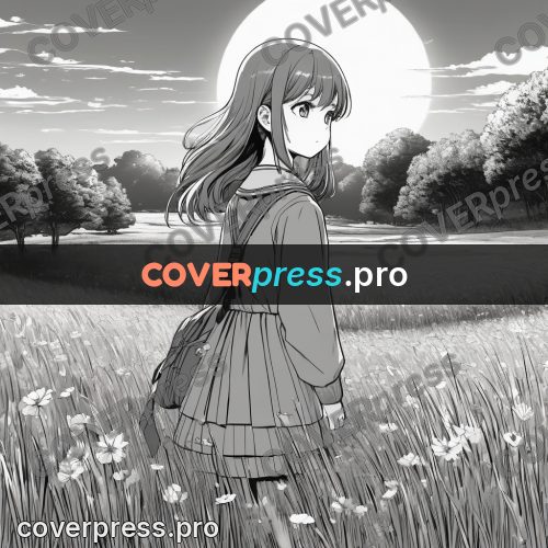Anime line art: girl with a shoulder bag