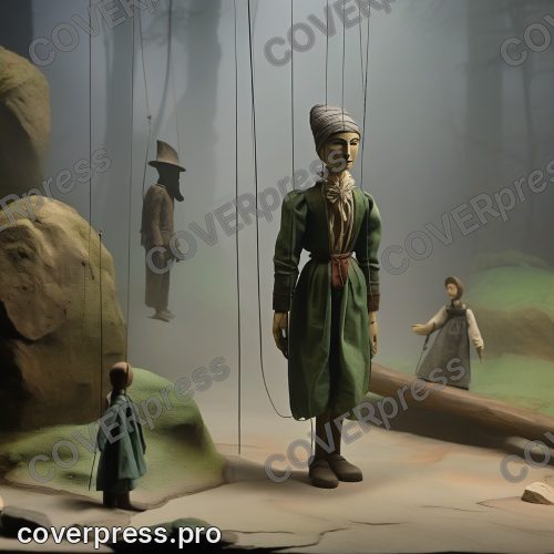 В стиле Марионетка: тёмно-зелёный платок и седая коса
