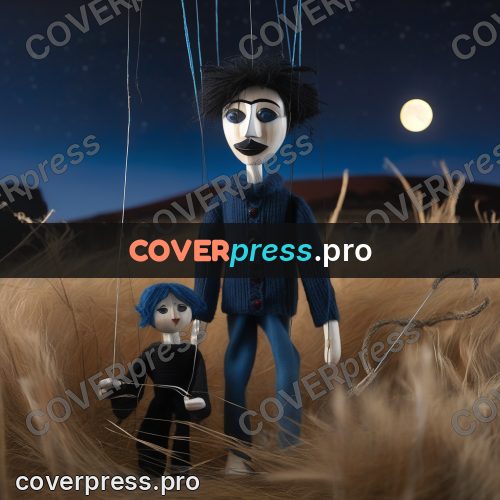 Puppet artwork: man in a field at night