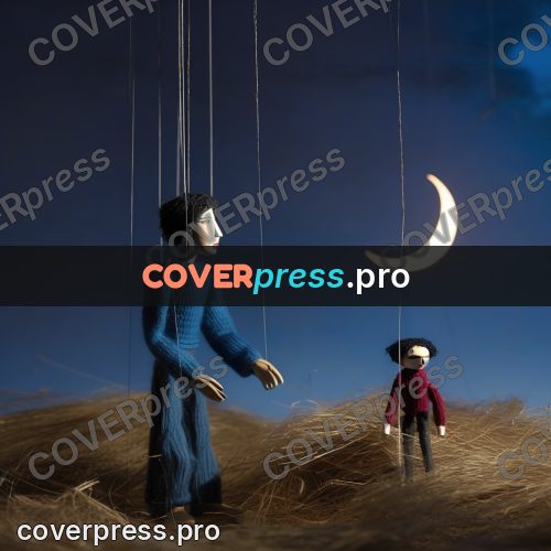 Puppet artwork: man in a field at night