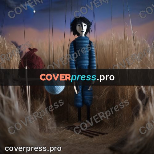 Puppet artwork: man in a field at night