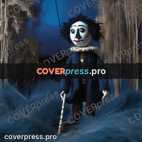 Puppet artwork: man in a field at night