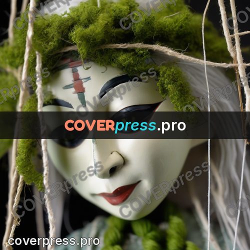 Puppet artwork: pale face with moss hair