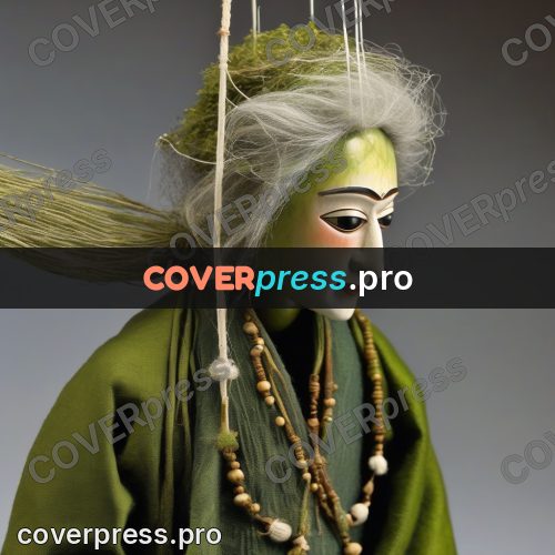 Puppet artwork: pale face with moss hair