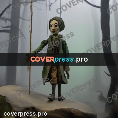 Puppet artwork: person in green in the fog