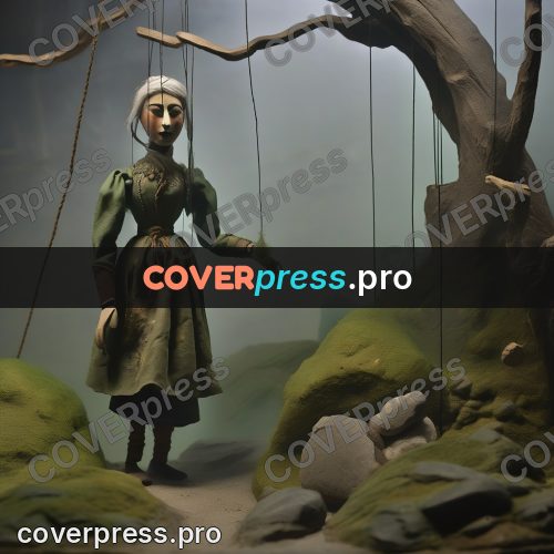 Puppet artwork: person in green in the fog