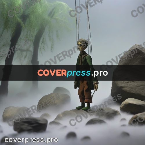 Puppet artwork: person in green in the fog