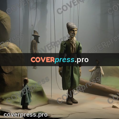 Puppet artwork: person in green in the fog
