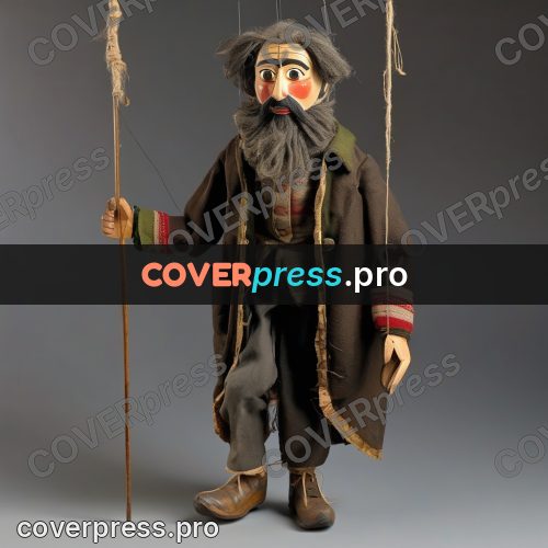 Puppet artwork: bearded old man in a coat