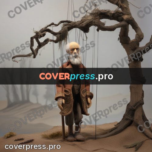 Puppet artwork: old man on a bare road