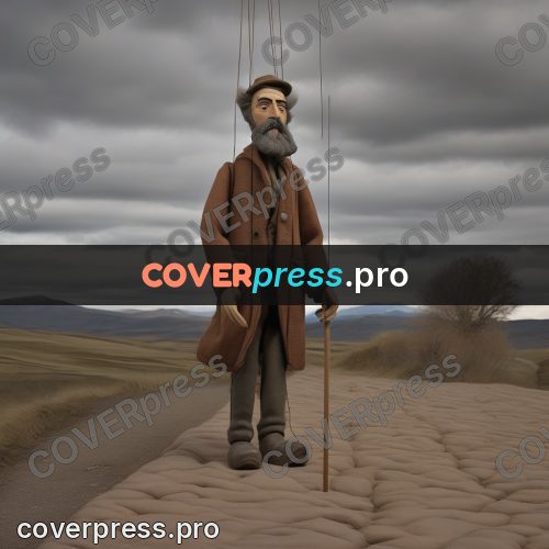 Puppet artwork: old man on a bare road