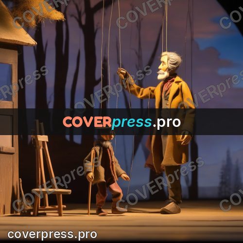 Puppet artwork: old man on a stage
