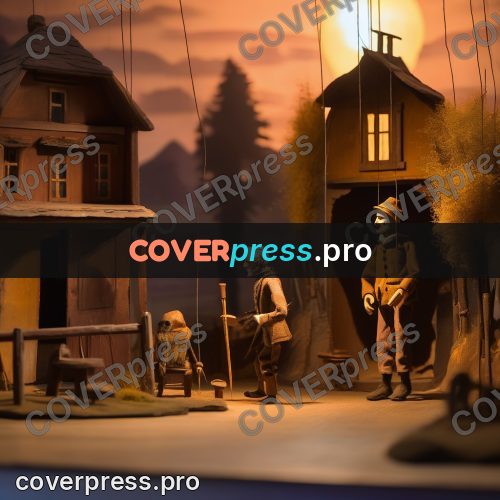 Puppet artwork: old man on a stage