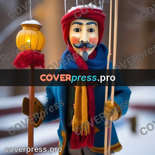 Puppet artwork: lamplighter in a red scarf