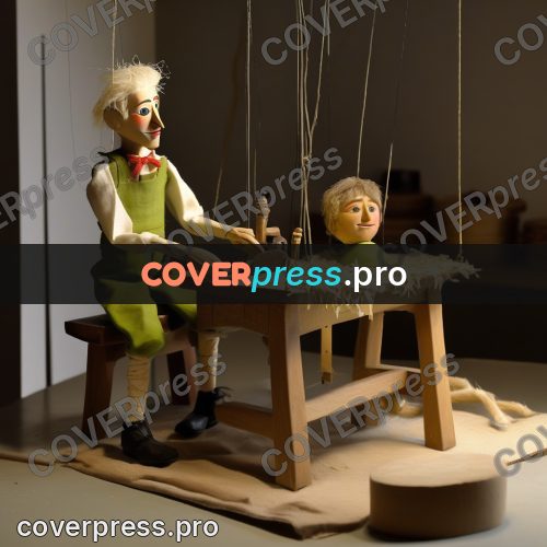 Puppet artwork: craftsman at a workbench