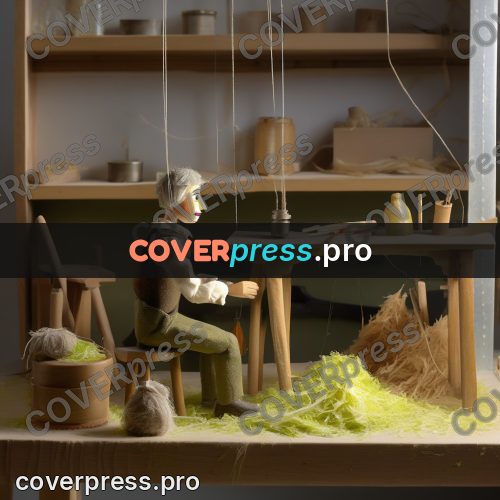 Puppet artwork: craftsman at a workbench