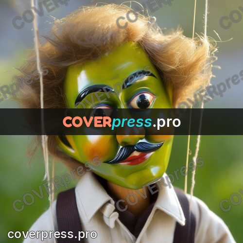 Puppet artwork: head with a green face