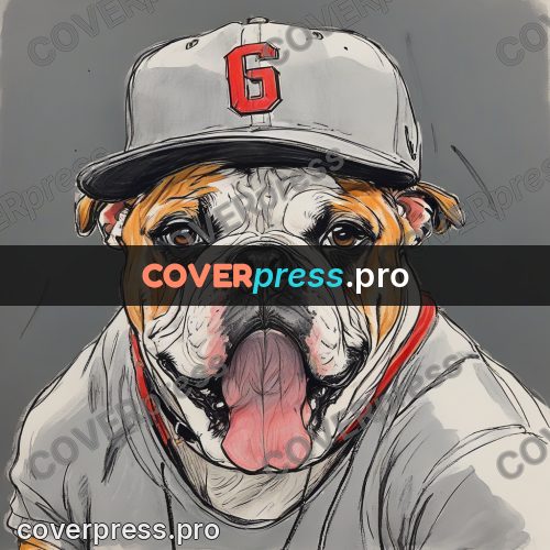 Sketch illustration: bulldog in a baseball cap