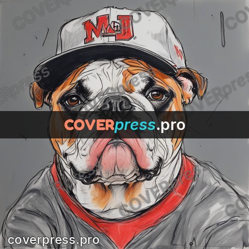 Sketch illustration: bulldog in a baseball cap