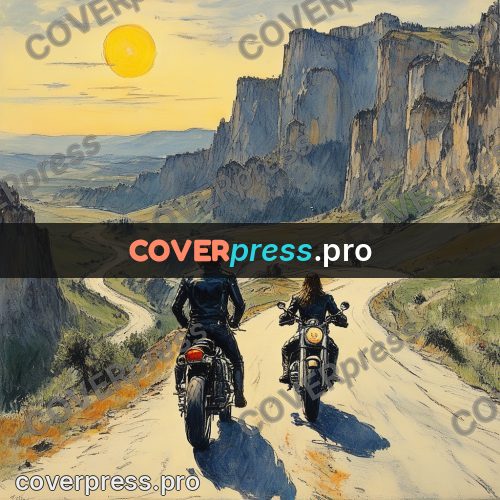 Sketch illustration: motorcycle at a cliff edge