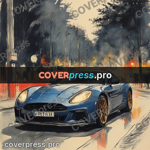 Sketch illustration: sports car on a night street