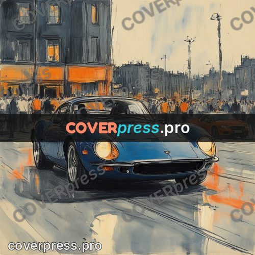 Sketch illustration: sports car on a night street