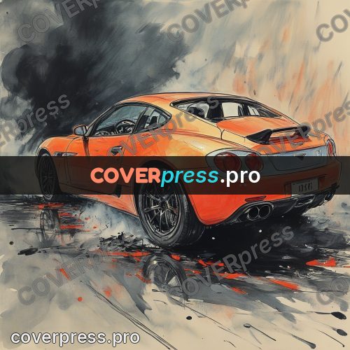Sketch illustration: sports car in smoke