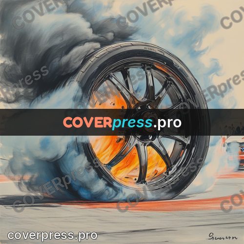 Sketch illustration: wheel spinning in smoke