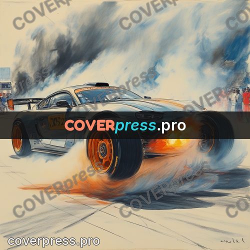 Sketch illustration: wheel spinning in smoke