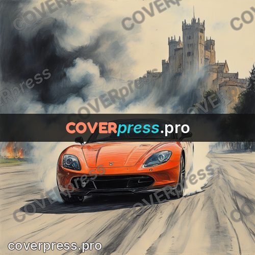 Sketch illustration: car turning in smoke