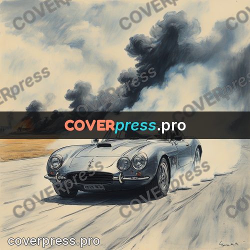 Sketch illustration: car turning in smoke