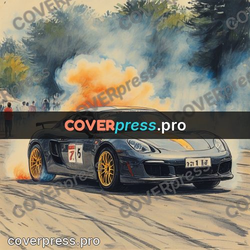 Sketch illustration: car in a cloud of smoke