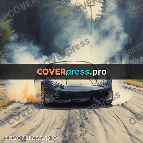 Sketch illustration: car in a cloud of smoke