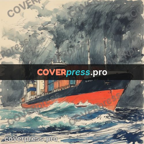 Sketch illustration: ship in a storm