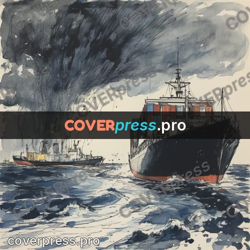 Sketch illustration: ship in a storm