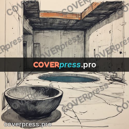 Sketch illustration: concrete bowl in an empty hall