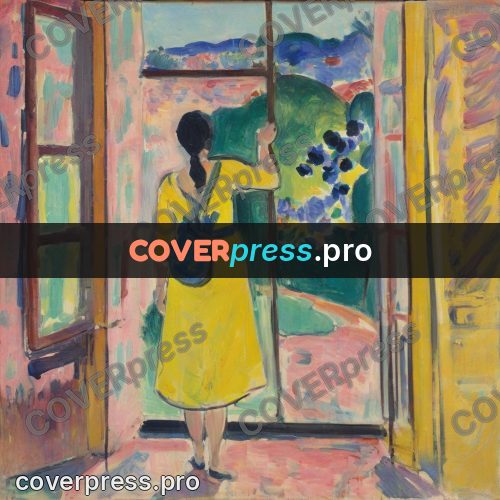 Matisse style drawing: woman in a yellow dress