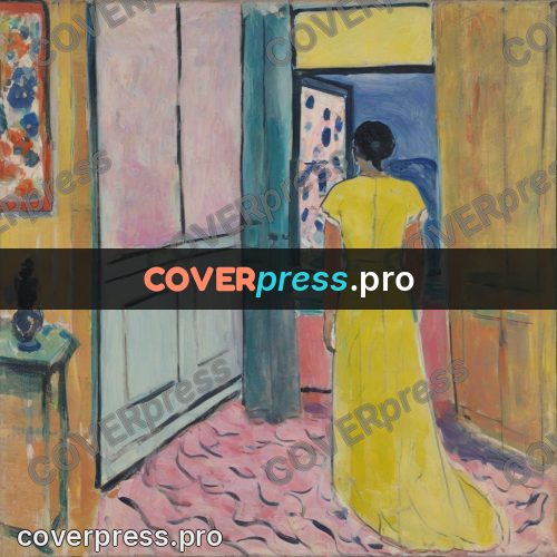 Matisse style drawing: woman in a yellow dress