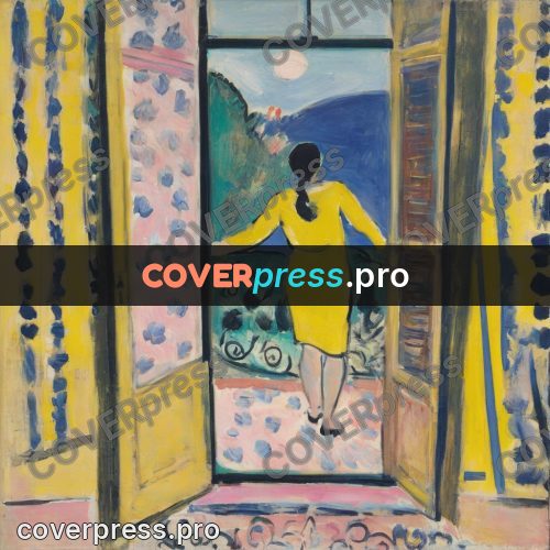 Matisse style drawing: woman in a yellow dress