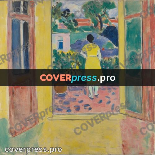 Matisse style drawing: woman in a yellow dress