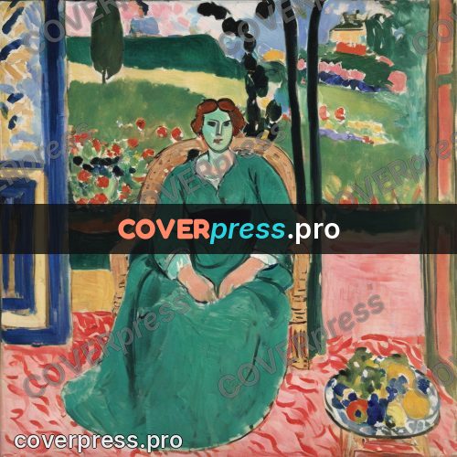 Matisse style drawing: woman in a green dress