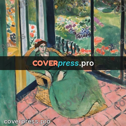 Matisse style drawing: woman in a green dress