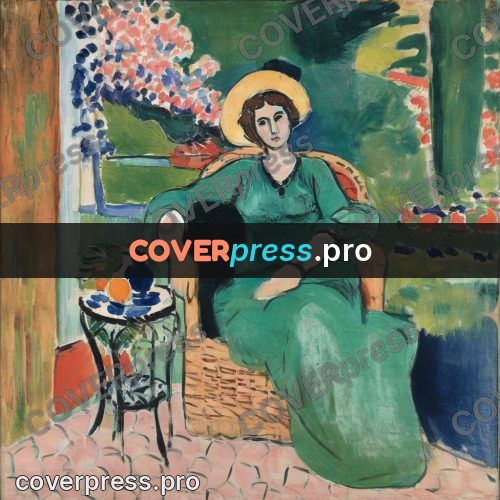 Matisse style drawing: woman in a green dress