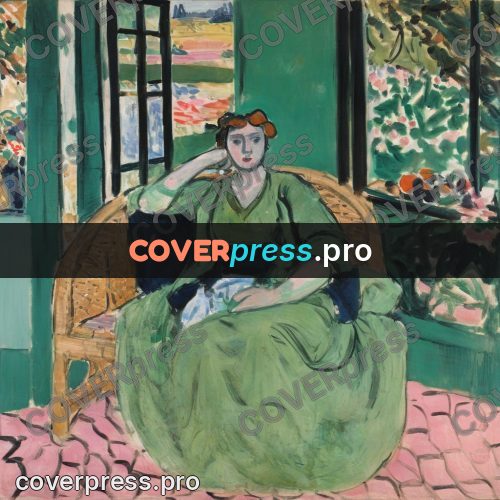 Matisse style drawing: woman in a green dress