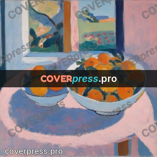 Matisse style drawing: bowl of oranges