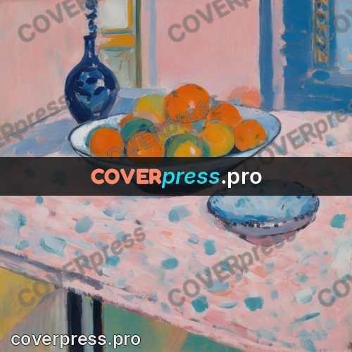 Matisse style drawing: bowl of oranges