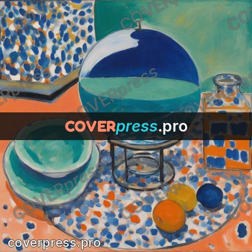 Matisse style drawing: glass globe on a table